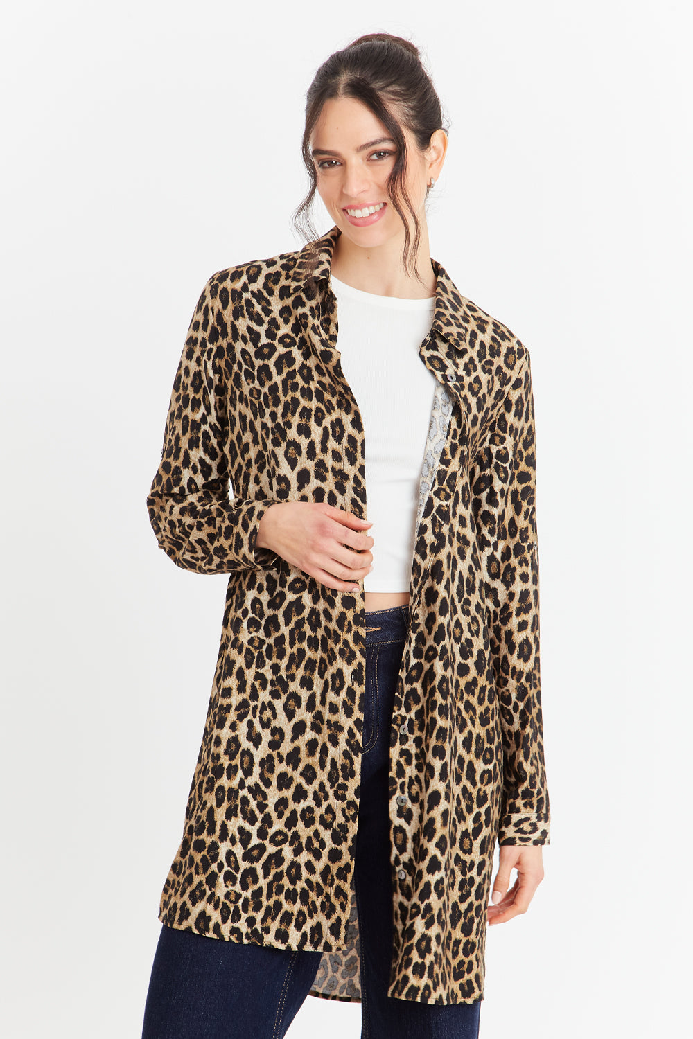 Vestido Tipo Camisero Animal Print