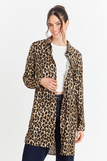 Vestido Tipo Camisero Animal Print