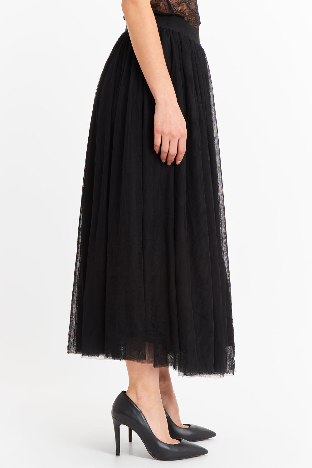 Falda Midi de Tul Negro