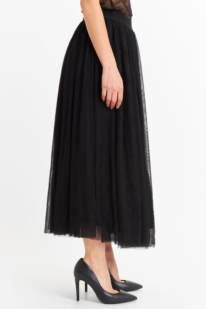 Falda Midi de Tul Negro