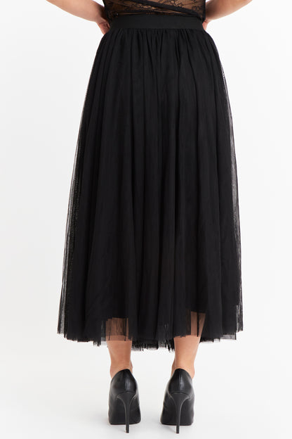 Falda Midi de Tul Negro