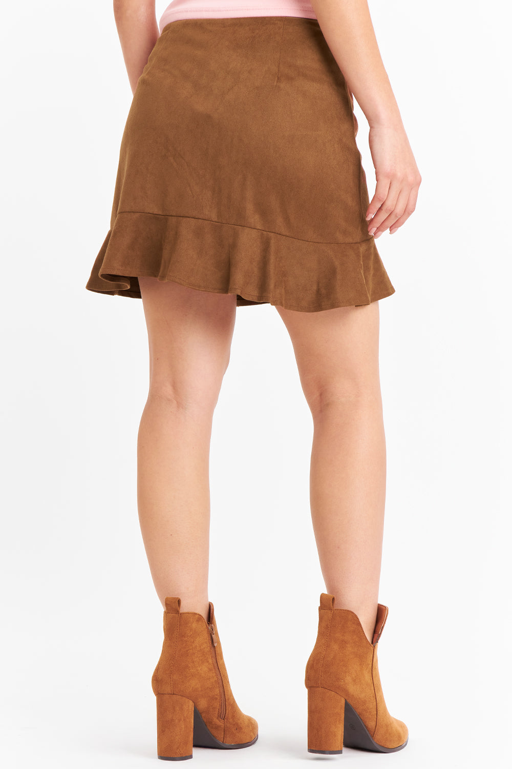 Falda Short Tipo Gamuza Café