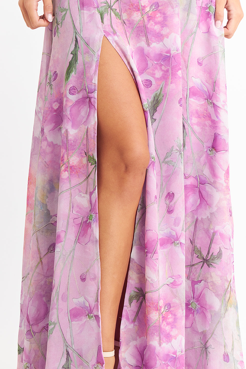 Vestido Largo Floreado Rosado