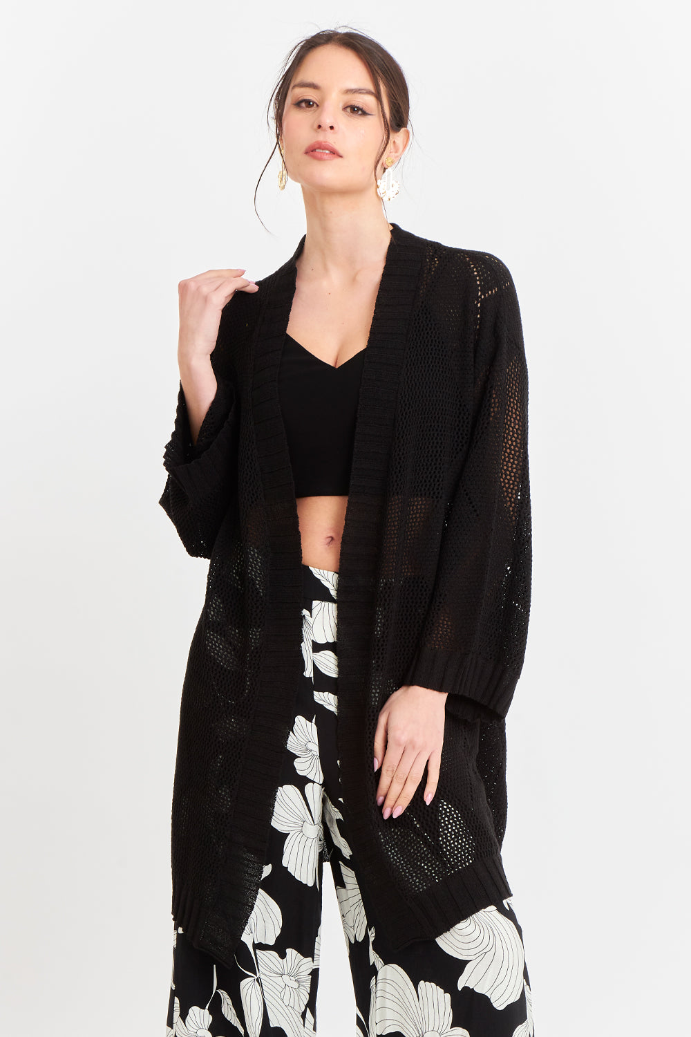 Tapado Tejido Tipo Crochet Negro