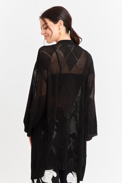 Tapado Tejido Tipo Crochet Negro