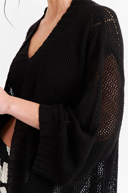 Tapado Tejido Tipo Crochet Negro