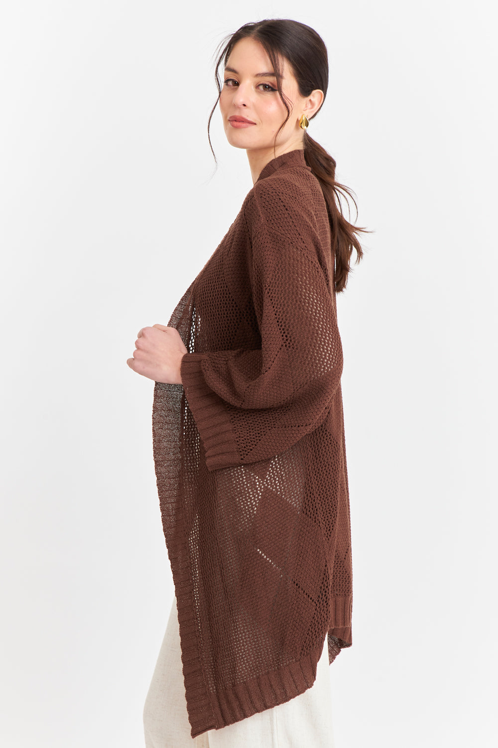 Tapado Tejido Tipo Crochet Café