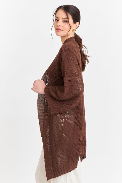 Tapado Tejido Tipo Crochet Café