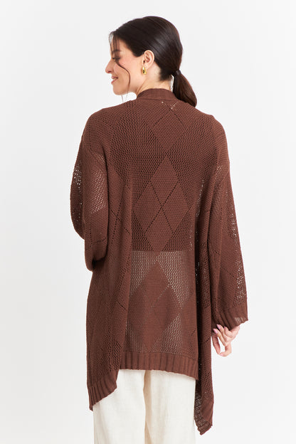 Tapado Tejido Tipo Crochet Café