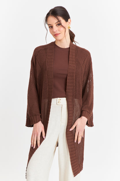 Tapado Tejido Tipo Crochet Café