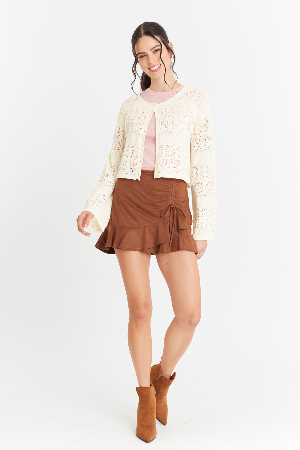 Cárdigan Tipo Crochet Hilo Blanco