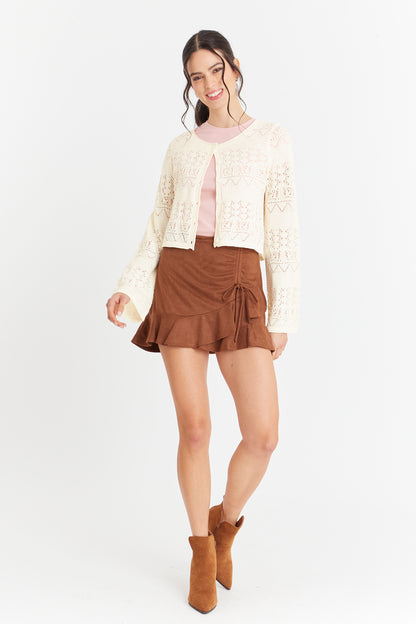 Cárdigan Tipo Crochet Hilo Blanco