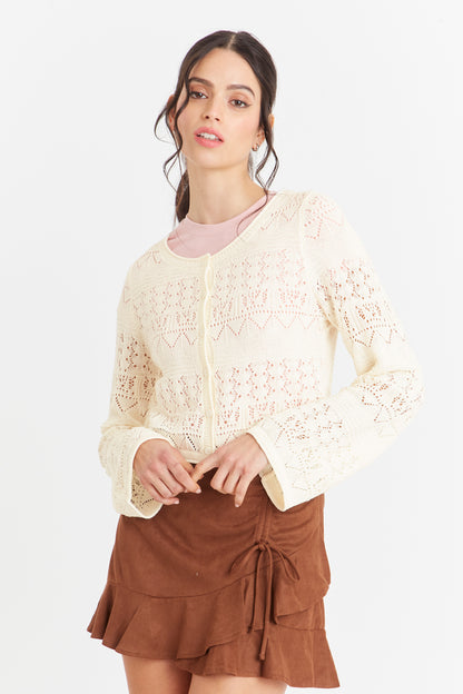 Cárdigan Tipo Crochet Hilo Blanco