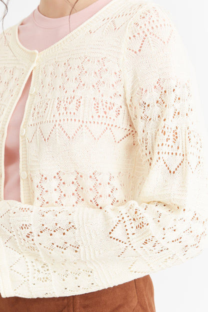 Cárdigan Tipo Crochet Hilo Blanco
