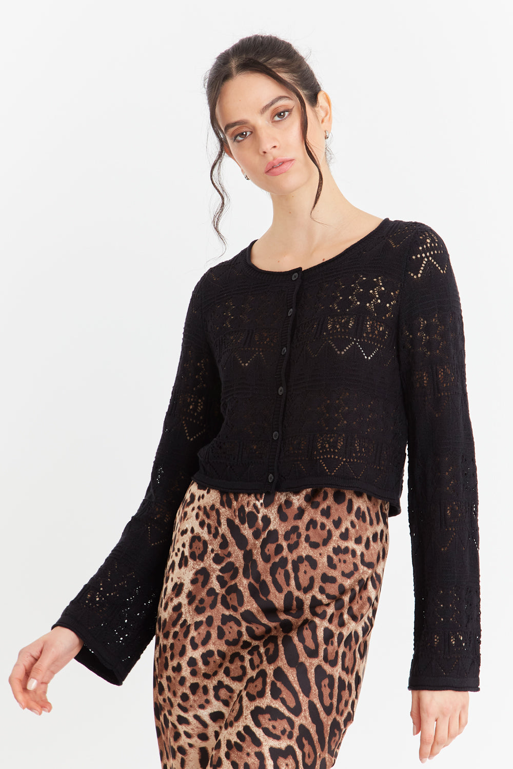 Cárdigan Tipo Crochet Hilo Negro