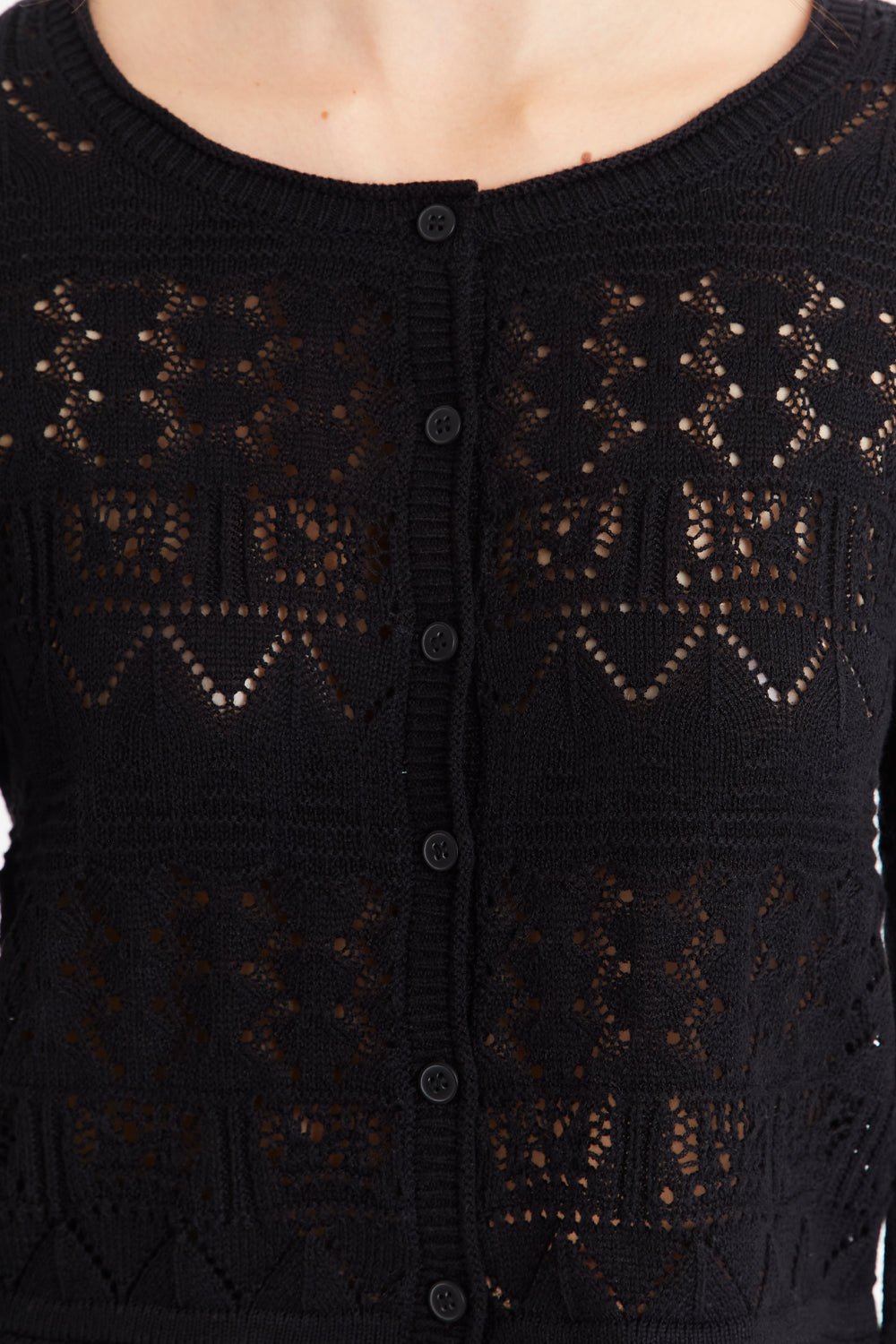Cárdigan Tipo Crochet Hilo Negro