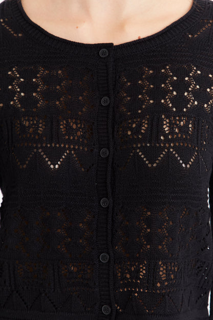 Cárdigan Tipo Crochet Hilo Negro