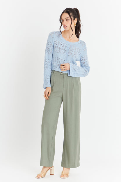 Cárdigan Tipo Crochet Hilo Celeste