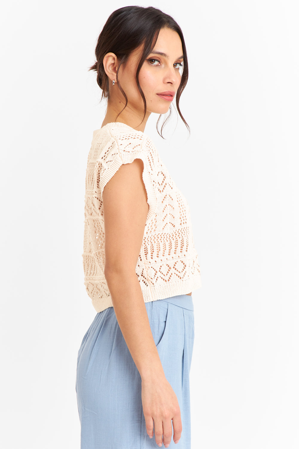 Polera Tejida Fantasia Blanco