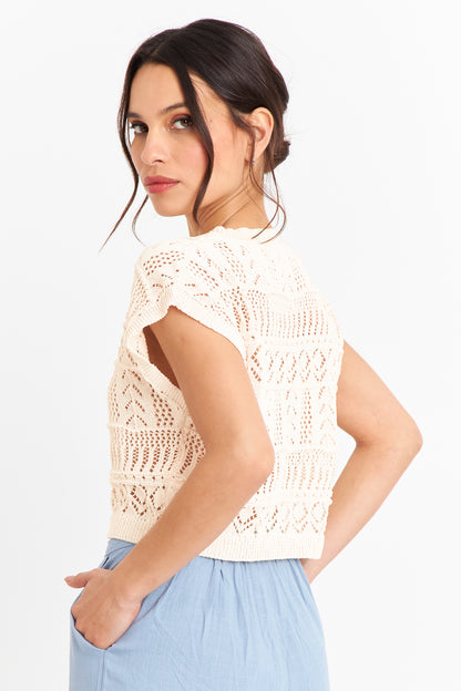 Polera Tejida Fantasia Blanco