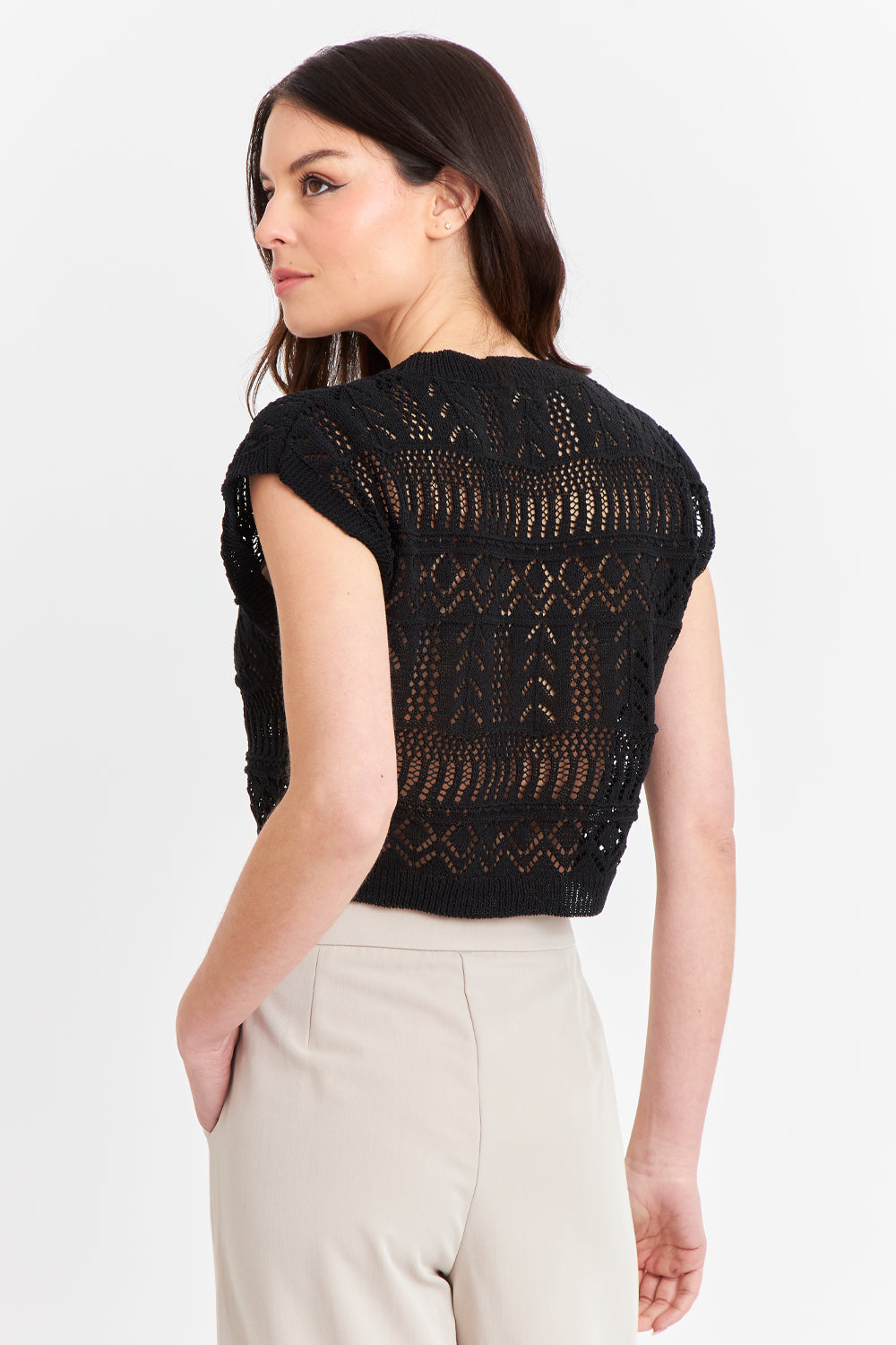 Polera Tejida Fantasia Negro