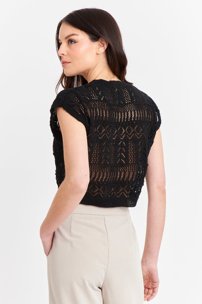 Polera Tejida Fantasia Negro