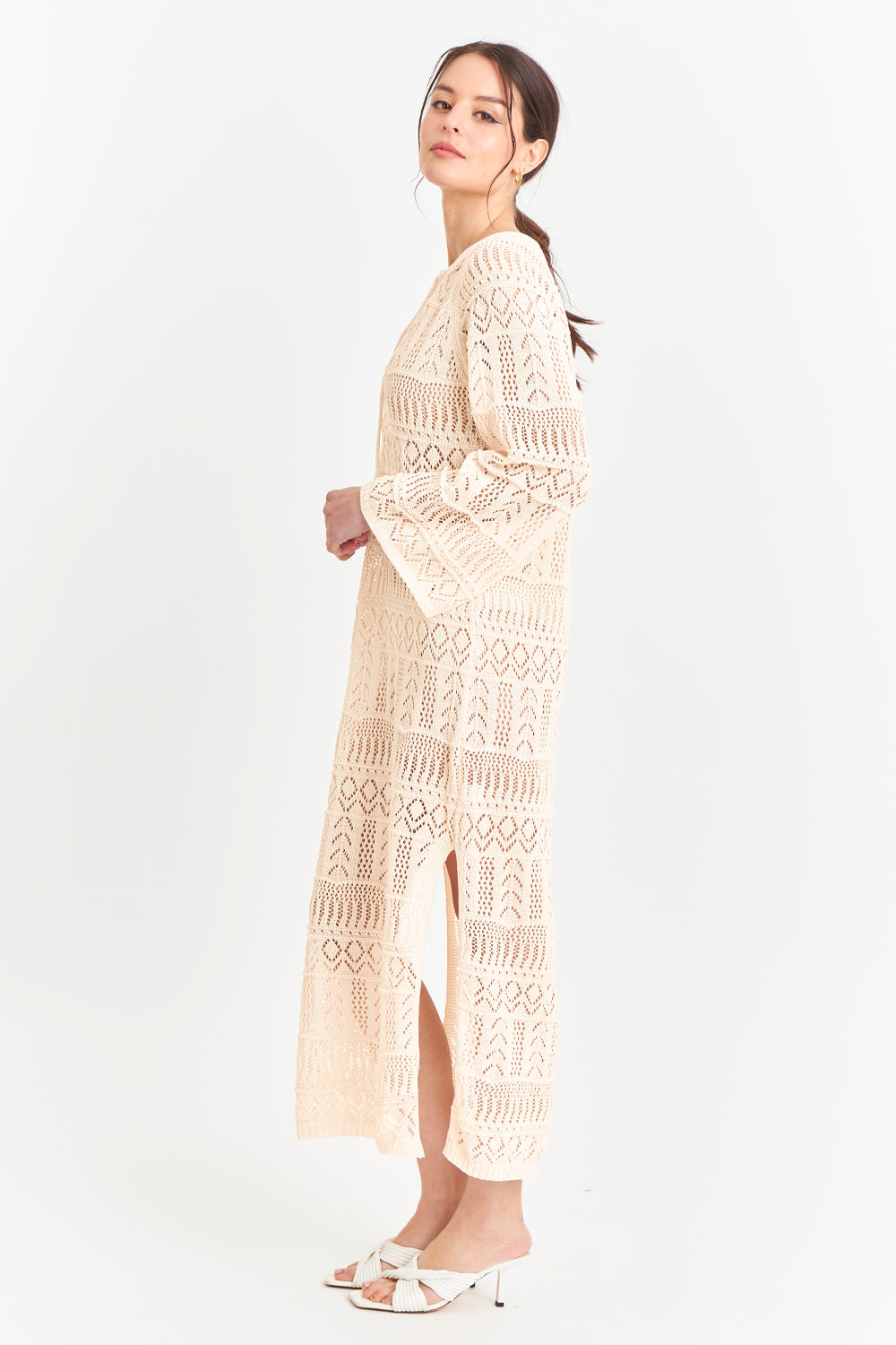 Vestido Largo Tejido Beige