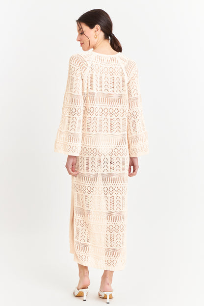 Vestido Largo Tejido Beige