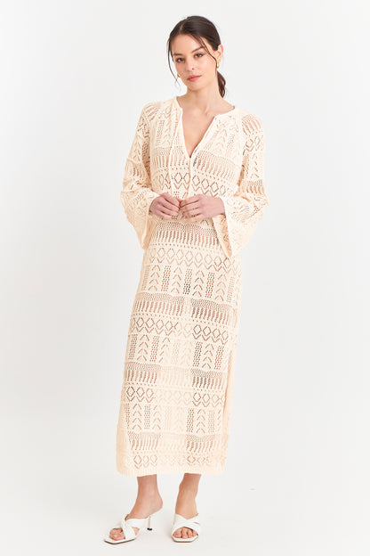 Vestido Largo Tejido Beige