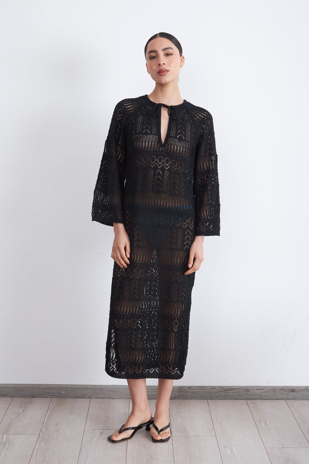 Vestido Largo Tejido Negro