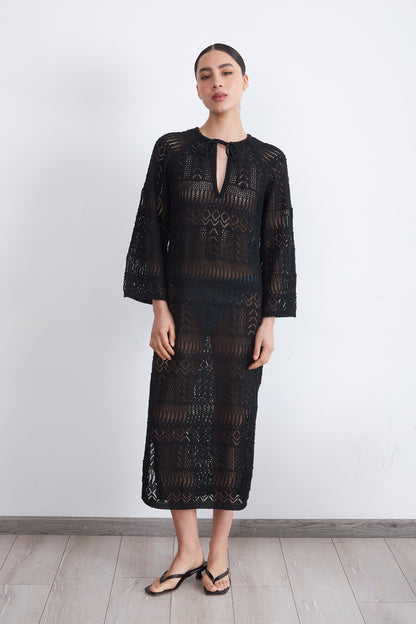 Vestido Largo Tejido Negro