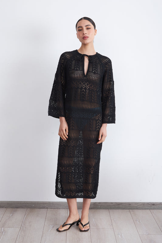 Vestido Largo Tejido Negro
