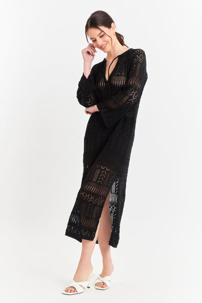 Vestido Largo Tejido Negro