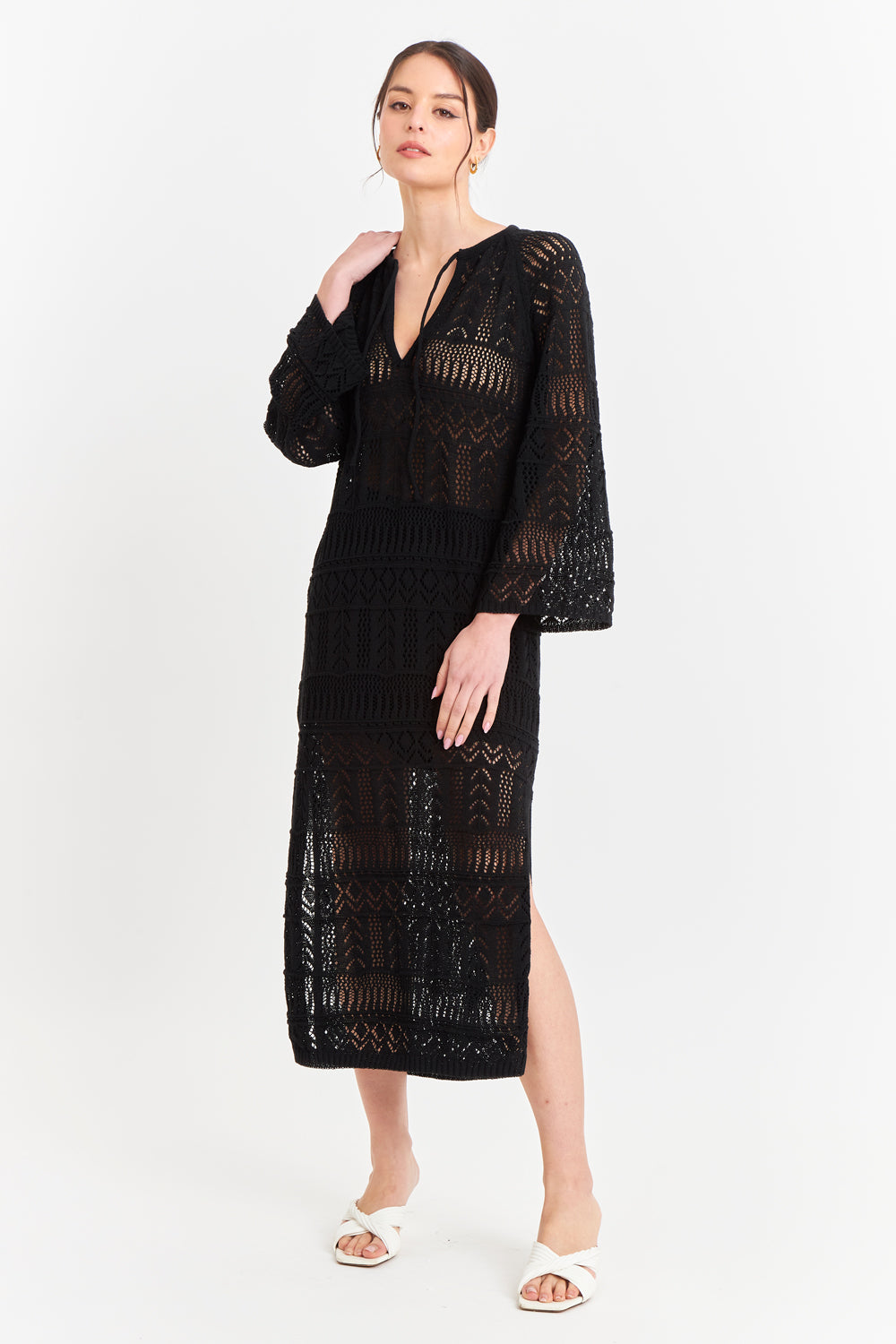 Vestido Largo Tejido Negro