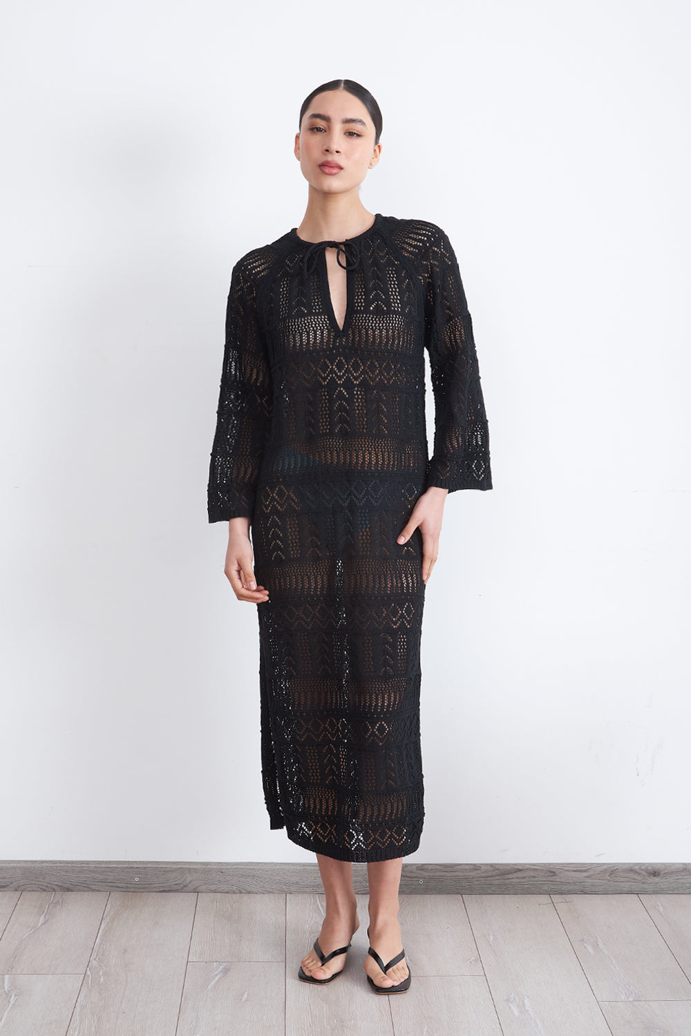 Vestido Largo Tejido Negro