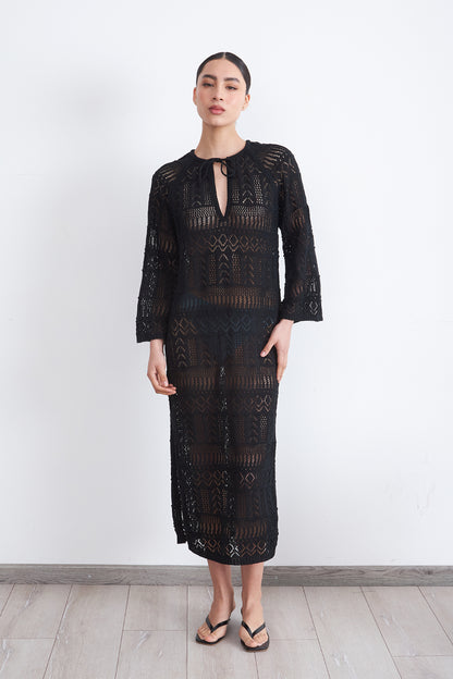 Vestido Largo Tejido Negro