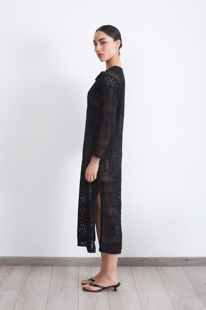 Vestido Largo Tejido Negro