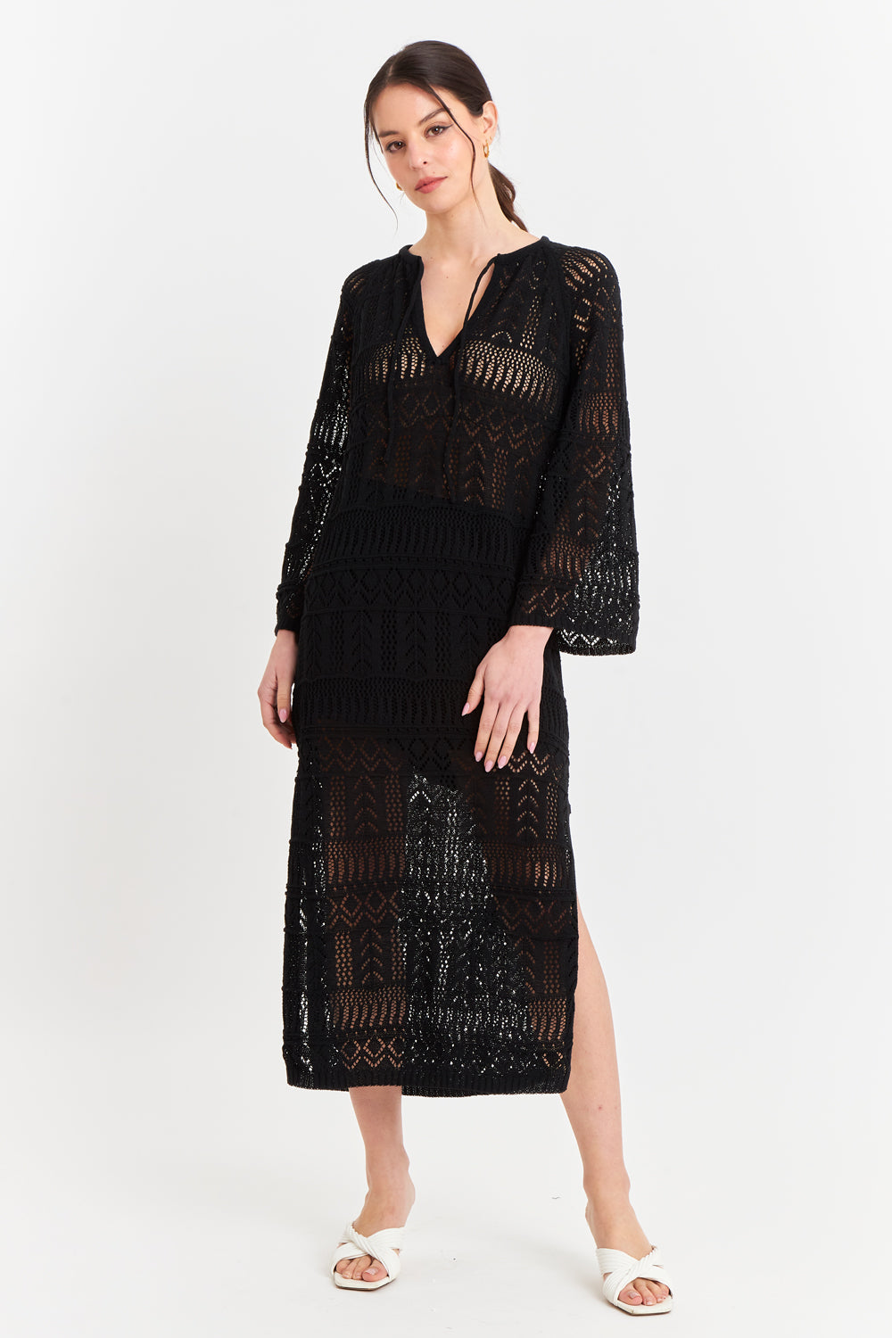 Vestido Largo Tejido Negro