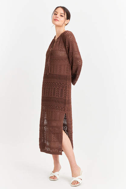Vestido Largo Tejido Café