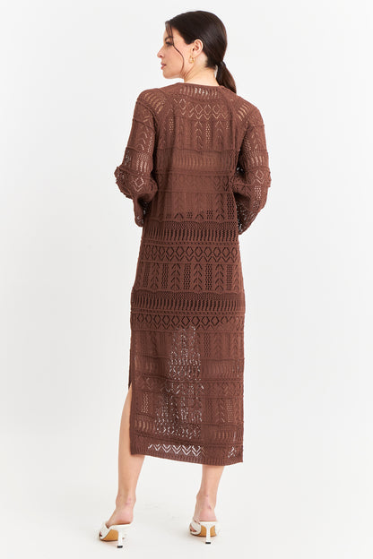 Vestido Largo Tejido Café