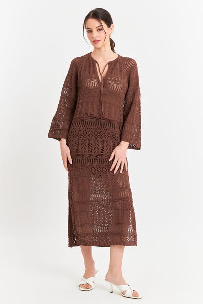 Vestido Largo Tejido Café