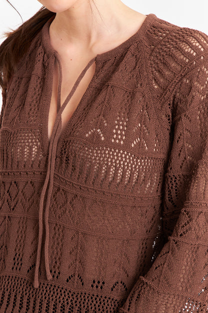 Vestido Largo Tejido Café