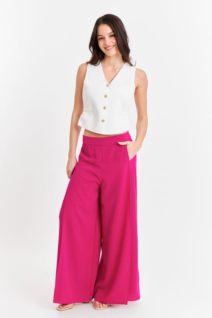 Gilet con Drapeado Lateral Blanco