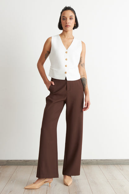 Gilet con Drapeado Lateral Blanco