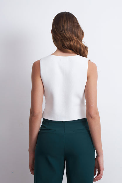 Gilet con Drapeado Lateral Blanco