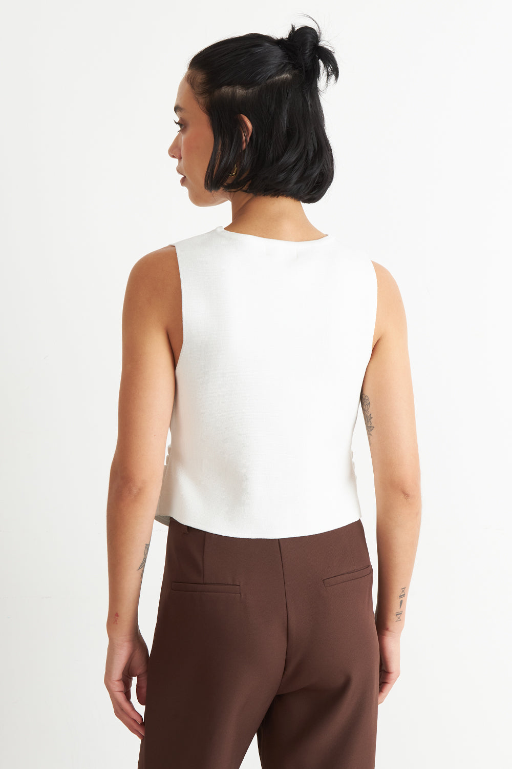 Gilet con Drapeado Lateral Blanco