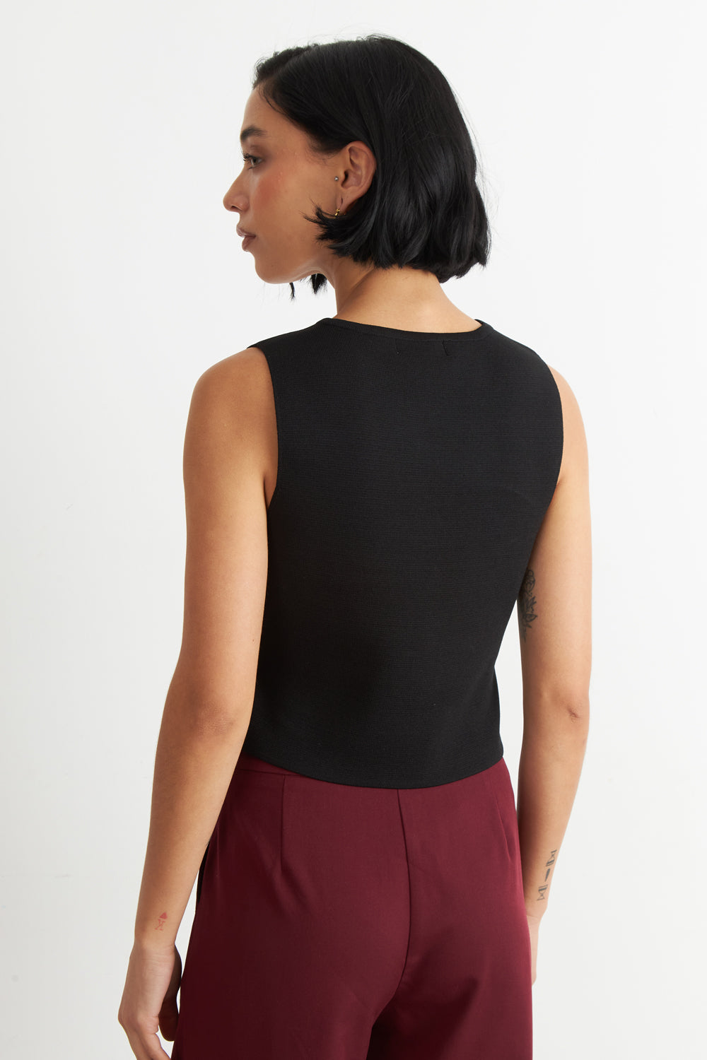 Gilet con Drapeado Lateral Negro