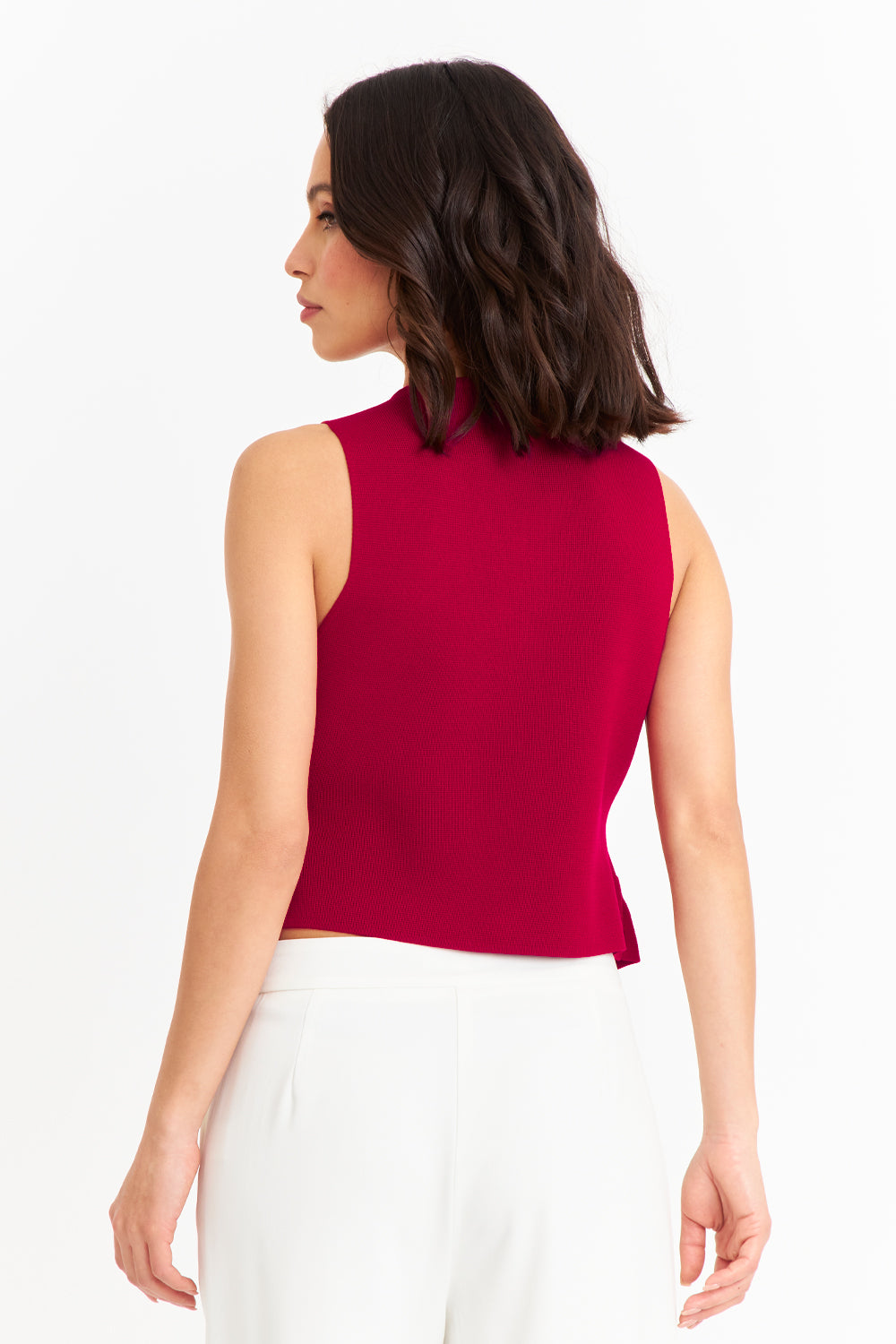 Gilet con Drapeado Lateral Rojo