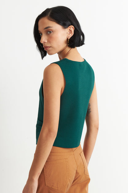 Gilet con Drapeado Lateral Verde