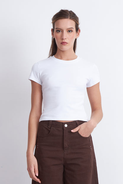 Polera Manga Corta Básica Blanco